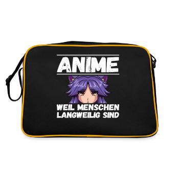 Anime weil Menschen Otaku Weeb Anime - Retro Tasche - Schwarz/Gold - Hinten
