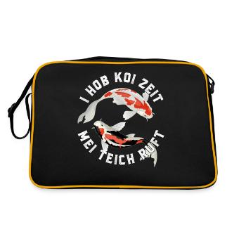 Koi Karpfen Yugoi Fische Koizüchter Garten Teich - Retro Tasche - Schwarz/Gold - Hinten