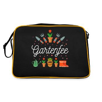 Gartenfee Gärtnerin Kleingarten Gartenprinzessin G - Retro Tasche - Schwarz/Gold - Hinten