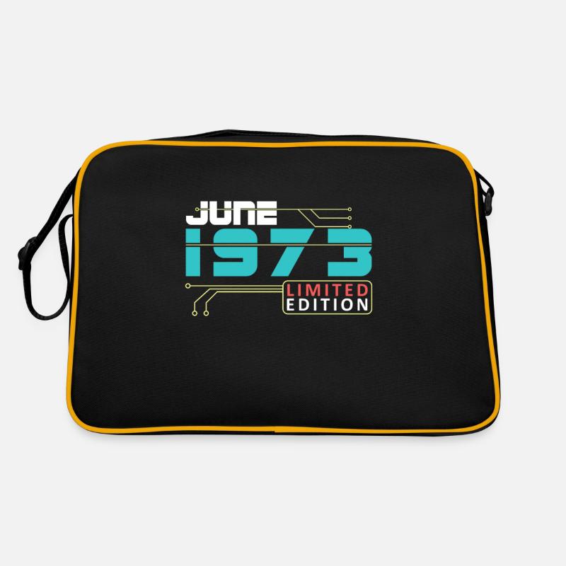 June 1973 - Geburtstag im Juni - Retro Tasche - Schwarz/Gold