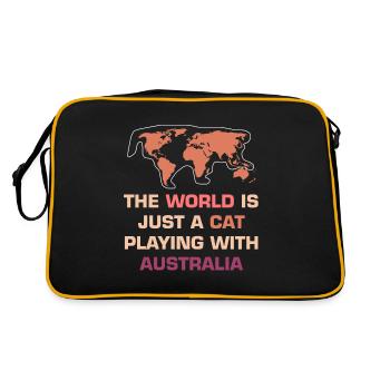 Die Welt ist nur eine Katze, die mit Australien Ge - Retro Tasche - Schwarz/Gold - Hinten