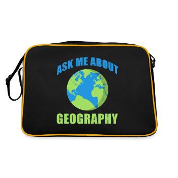 Fragen Sie mich nach Geographie International Fan - Retro Tasche - Schwarz/Gold - Hinten