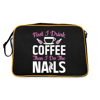 Nail Artist Drink Coffee Nails Nail Tech - Retro Bag - black/gold - Back