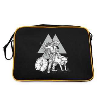 Wikinger Odins Wölfe Wikinger Motiv Sport - Retro Tasche - Schwarz/Gold - Hinten