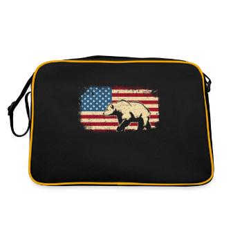 USA Flag Patriotic American Bear Hunter Hunting - Retro Bag - black/gold - Back
