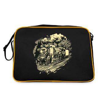 Eisenbahn Retro Zugfahrer Schaffner Lokomotive - Retro Tasche - Schwarz/Gold - Hinten