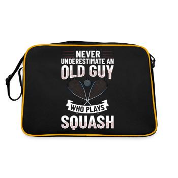 Squash Sport Game Ball Racket Court Player - Retro Bag - black/gold - Back