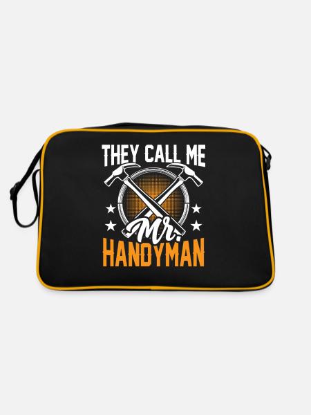 Man Nennt Mich Mr Heimwerker Heimwerken Handwerk - Retro Tasche - Schwarz/Gold - Hinten