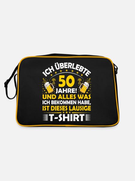 50. Geburtstag lustig 50.Ehrentag 50. Jubiläum Fun - Retro Tasche - Schwarz/Gold - Hinten