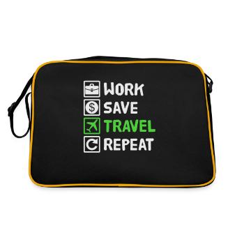 Work, Save, Travel, Repeat Vacation, Vacation, Travel, - Retro Bag - black/gold - Back