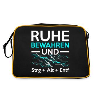 Keep Calm and Ctrl + Alt + Del Tech Support Tech - Retro Tasche - Schwarz/Gold - Hinten
