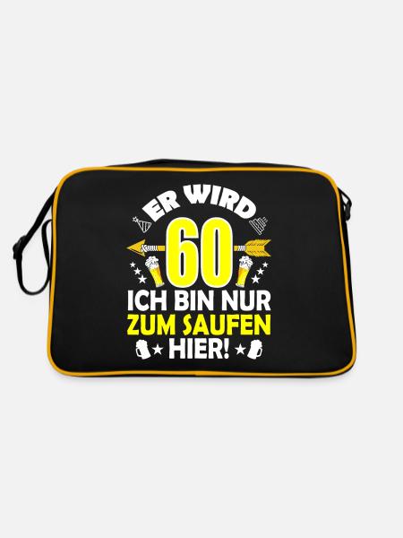 60 Geburtstag Mann lustig Geburtstagsoutfit Freund - Retro Tasche - Schwarz/Gold - Hinten