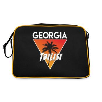 georgien mit Hauptstadt - Retro Tasche - Schwarz/Gold - Hinten