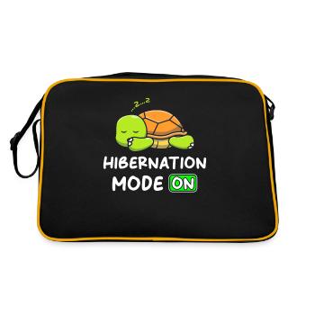 Winterschlaf Modus An mit Schildkröte - Retro Tasche - Schwarz/Gold - Hinten