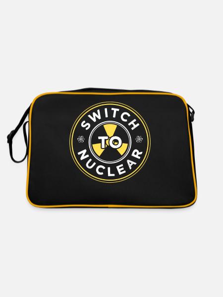 Umstieg Auf Kernenergie Kernkraft Atomkraft - Retro Tasche - Schwarz/Gold - Hinten