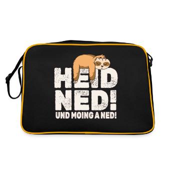 Faultier Hei Ned und ming a ned - Retro Tasche - Schwarz/Gold - Hinten