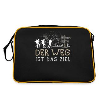 Buen Camino Alpenüberquerung Oberstdorf Meran E5 - Retro Tasche - Schwarz/Gold - Hinten