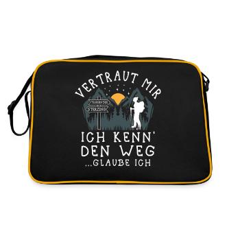 Alpenüberquerung Tegernsee Sterzing Pilgerweg - Retro Tasche - Schwarz/Gold - Hinten