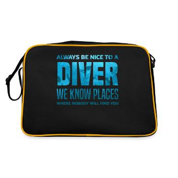 Diving Divers Funny Diver Gift - Retro Bag - black/gold - Back
