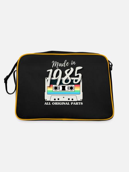 Vintage vintage 1985 cassette birthday retro - Retro Bag - black/gold - Back