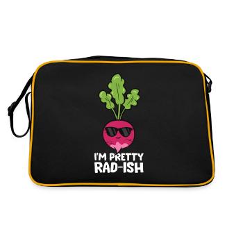 Ich bin ein hübsches Radieschen Gemüse Wortspiel - Retro Tasche - Schwarz/Gold - Hinten