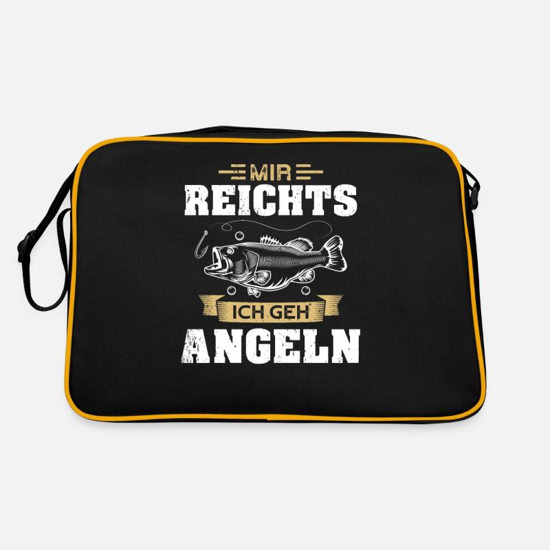 Angel Angler Spruch - Retro Tasche - Schwarz/Gold
