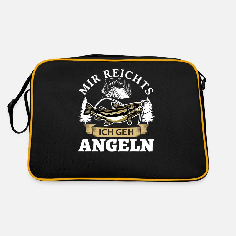 Mir reichts ich geh Angeln - Retro Tasche - Schwarz/Gold