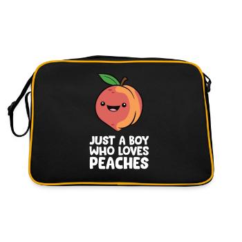 Nur ein Junge, der Pfirsiche liebt - Retro Tasche - Schwarz/Gold - Hinten