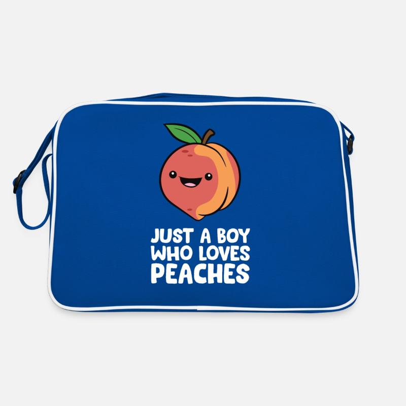 Nur ein Junge, der Pfirsiche liebt Retro Tasche