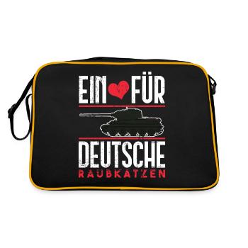 Tank driver predatory cats military tank - Retro Tasche - Schwarz/Gold - Hinten