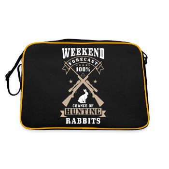 Hasen Jäger Spruch - Retro Tasche - Schwarz/Gold - Hinten