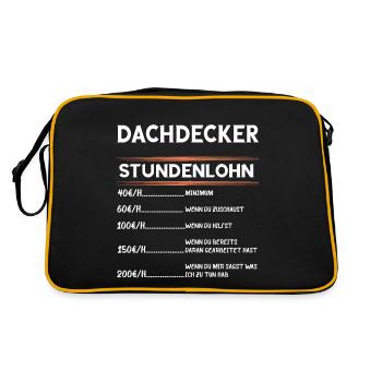 Dachdecker Stundenlohn Zimmermann Zimmerer Handwer - Retro Tasche - Schwarz/Gold - Hinten