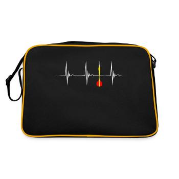 Dartpfeil Dartspieler Herzschlag EKG Puls Dart Spi - Retro Tasche - Schwarz/Gold - Hinten