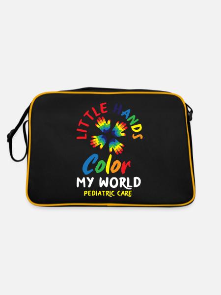 Kinderkrankenschwester Kinderkrankenpflegerin - Retro Tasche - Schwarz/Gold - Hinten