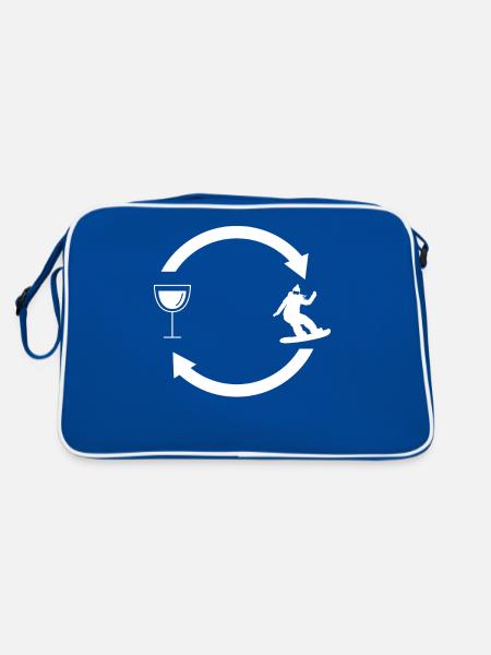 Weinlastenpfeile und Snowboarden 1 - (Sn) - Retro Tasche - Blau/Weiß - Hinten