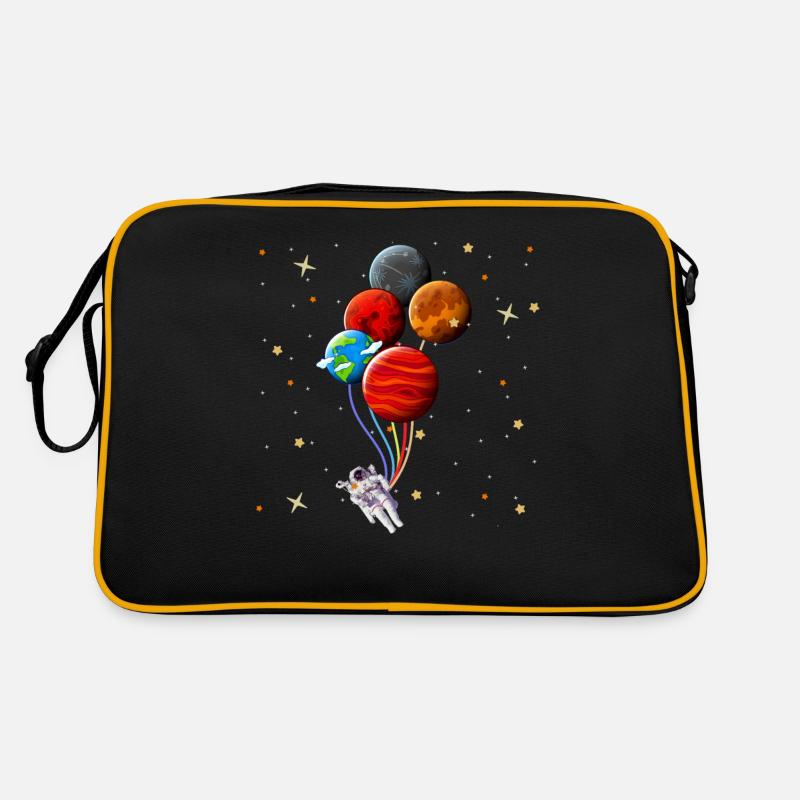 Astronaute Planètes Ballons Astronomie spatiale - Sac Retro - noir/or