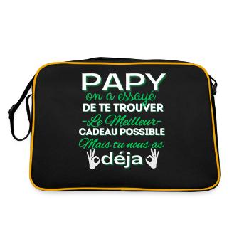 Papy Grand-père Fête Des Pères Cadeau Anniversaire - Retro Tasche - Schwarz/Gold - Hinten