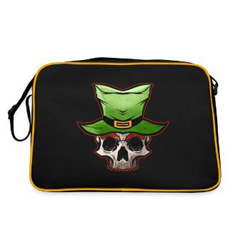 Skull Wearing A Green Hat On St. Patrick's Day - Retro Tasche - Schwarz/Gold - Hinten