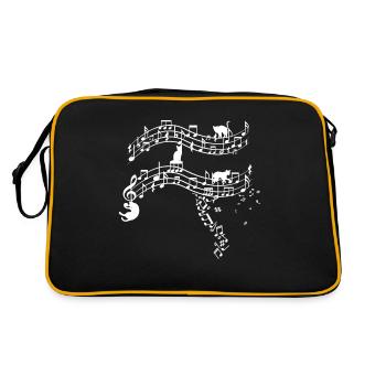 Cute cats kittens musical note clef - Retro Tasche - Schwarz/Gold - Hinten