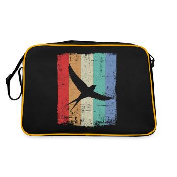 Vögel Vogel Schwalbe - Retro Tasche - Schwarz/Gold - Hinten