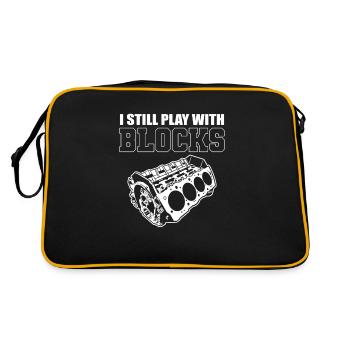 I Still Play with Blocks Car Mechanic Engine - Retro Bag - black/gold - Back
