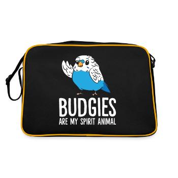Funny Budgie Lover Budgerigars - Retro Bag - black/gold - Back