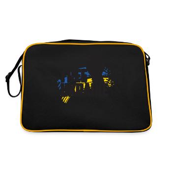 Free Ukraine Freiheit für die Ukraine Blau Gelb - Retro Tasche - Schwarz/Gold - Hinten