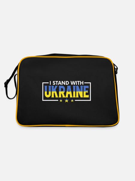 I stand with Ukraine Solidarity with Ukraine - Retro Bag - black/gold - Back