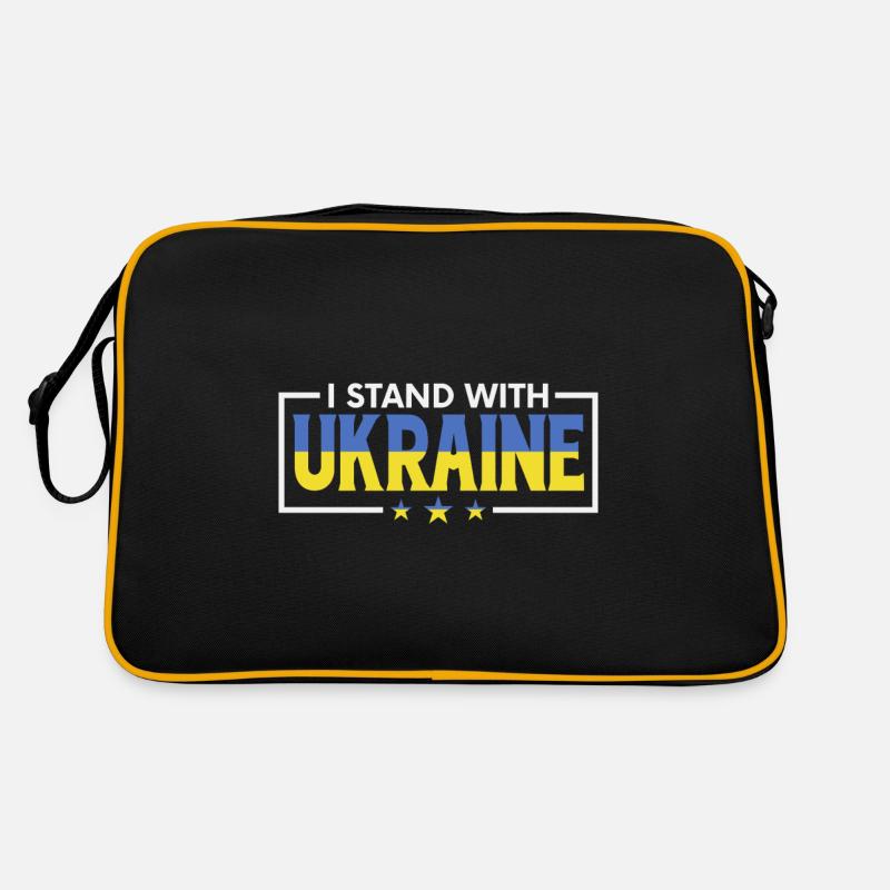 Je suis aux côtés de l’Ukraine Solidarité avec l’Ukraine - Sac Retro - noir/or