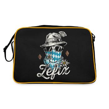 Zefix Shirt Trachten T-Shirt bayrisch Bayern - Retro Tasche - Schwarz/Gold - Hinten