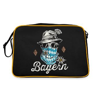 Freistaat Bayern T-Shirt Herren Bayrische Tracht - Retro Tasche - Schwarz/Gold - Hinten