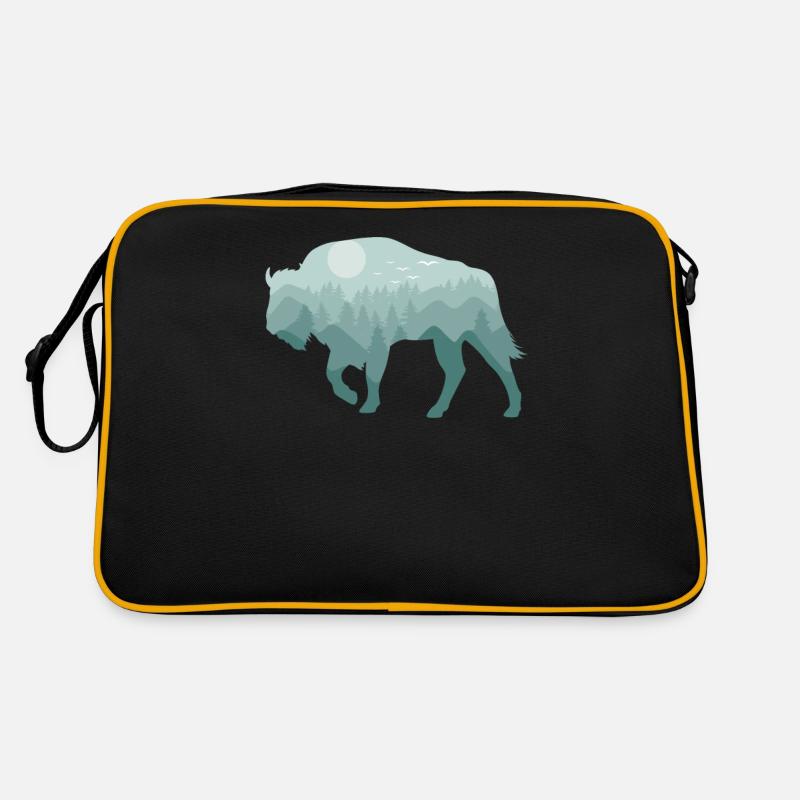 Bison Bison Forêt de bisons Paysage naturel Cadeau Sac Retro