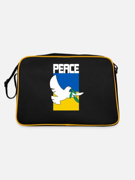 Ukraine Flagge Frieden Geschenkidee - Retro Tasche - Schwarz/Gold - Hinten