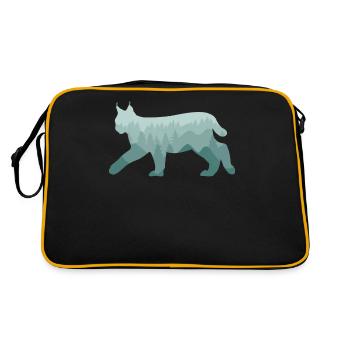 Lynx Bobcat Forest Nature Landscape Gift - Retro Bag - black/gold - Back